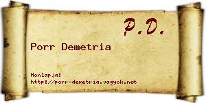 Porr Demetria névjegykártya